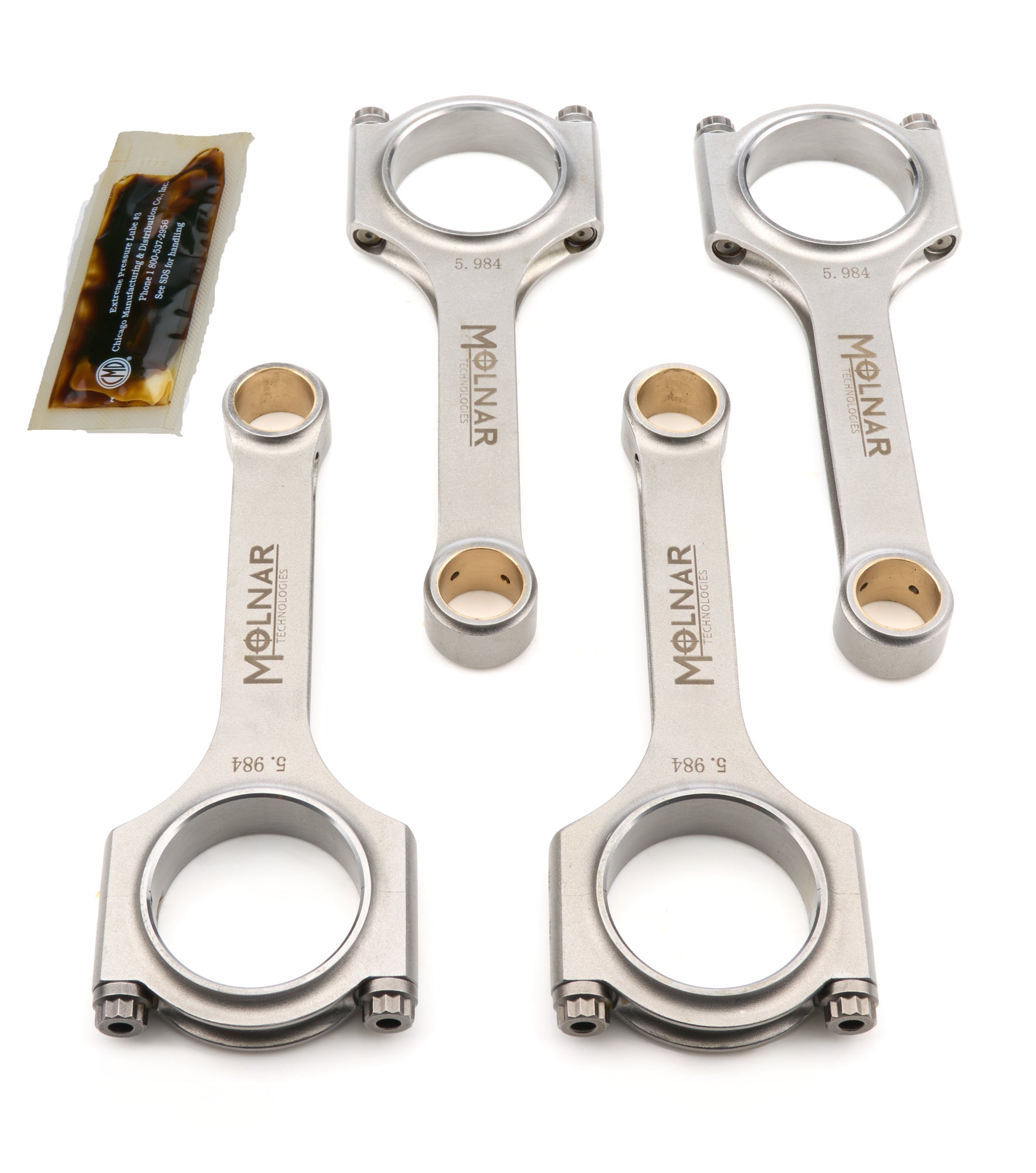 Molnar Technologies Connecting Rod - H Beam - 5.984 in Long - 3/8 in Cap Screws - ARP2000 Bolt - Billet Steel - Honda K - Series - set HH5984FFB-L4-A