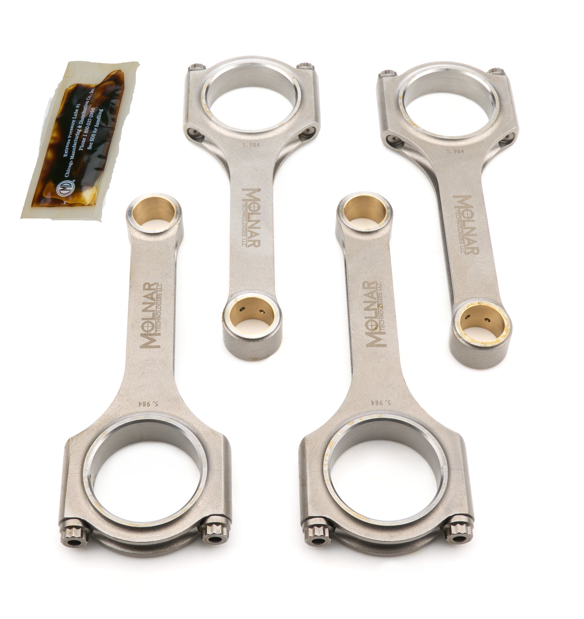 Molnar Technologies Connecting Rod - H Beam - 5.984 in Long - 3/8 in Cap Screws - ARP2000 Bolt - Billet Steel - Honda K - Series - set of HH5984FFB4-A
