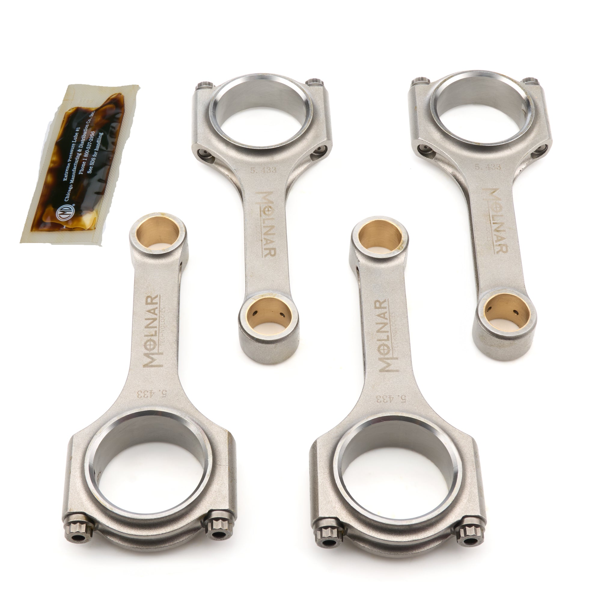 Molnar Technologies Connecting Rod - PWR ADR - H - Beam - 5.433 in Long - Bushed - 3/8 in Cap Screws - Billet Steel - Toyota 4 - Cylind TH5433FFB-T4-A