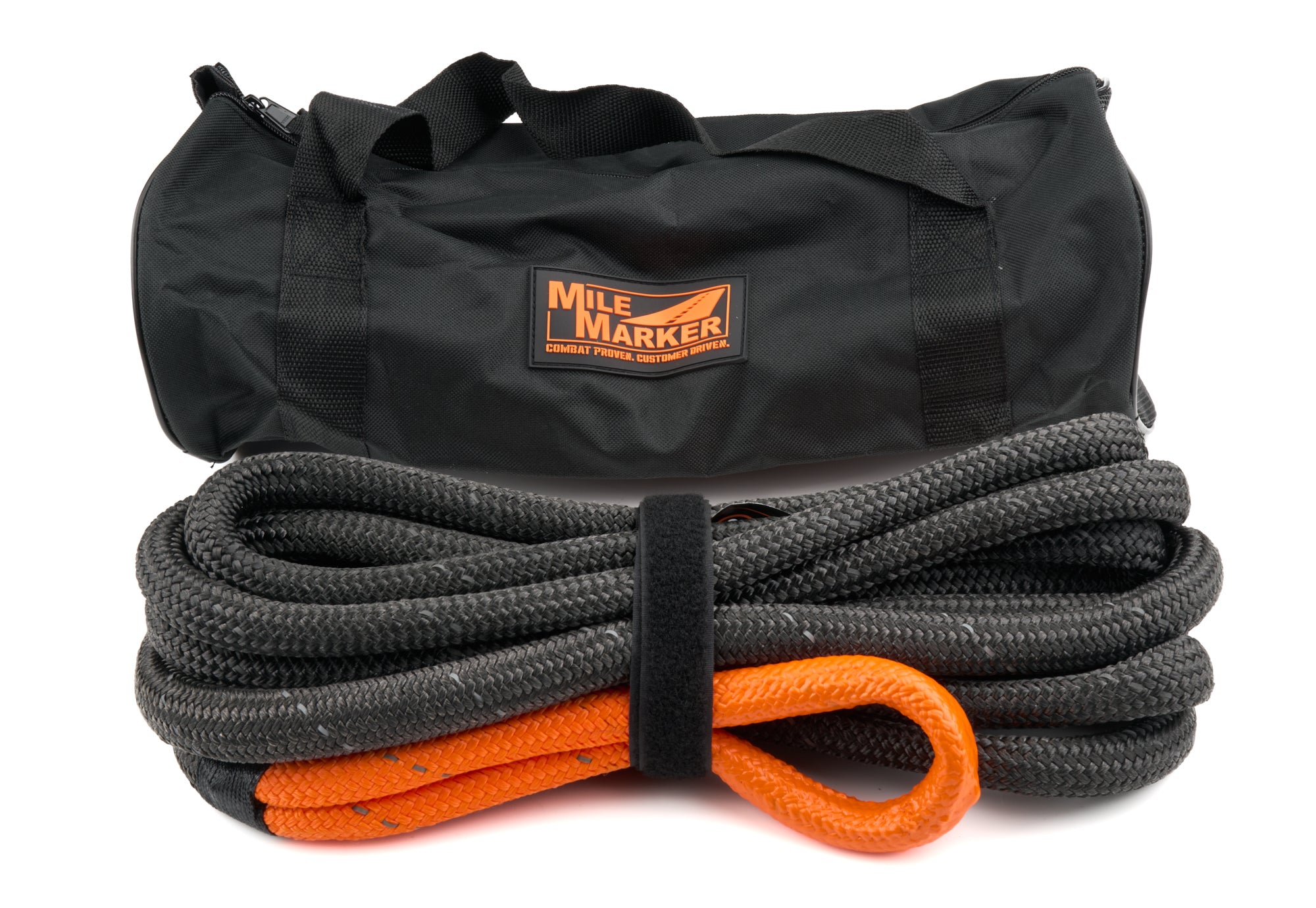 Mile Marker Tow Rope - 5/8 in Diameter - 20 Ft Long - 14000 Lb Break Strength - Nylon - Black / Orange - each 18-52058-20-CBK