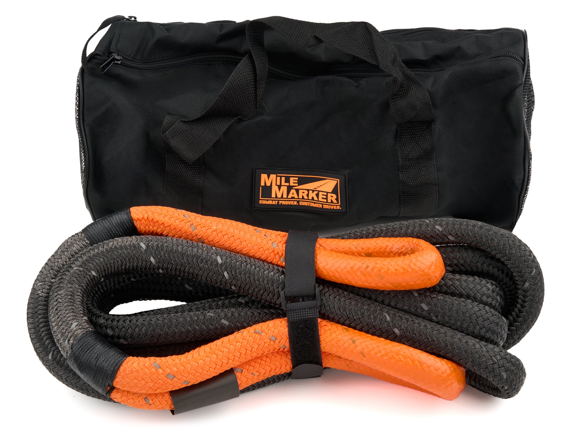 Mile Marker Tow Rope - 7/8 in Diameter - 20 Ft Long - 28600 Lb Break Strength - Nylon - Black / Orange - each 18-52078-20-CBK