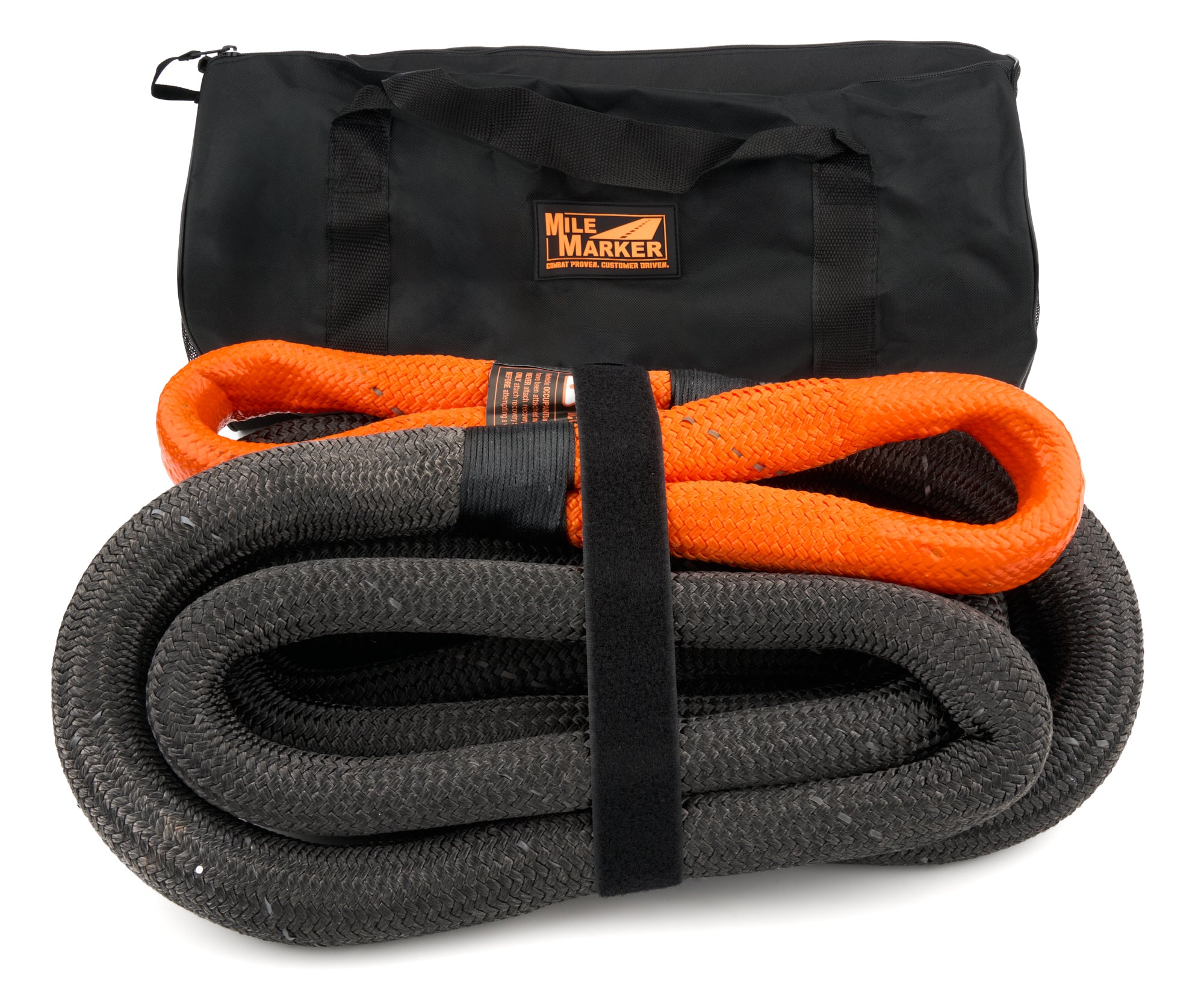 Mile Marker Tow Rope - 1 - 1/4 in Diameter - 30 Ft Long - 52300 Lb Break Strength - Nylon - Black / Orange - each 18-52114-30-CBK