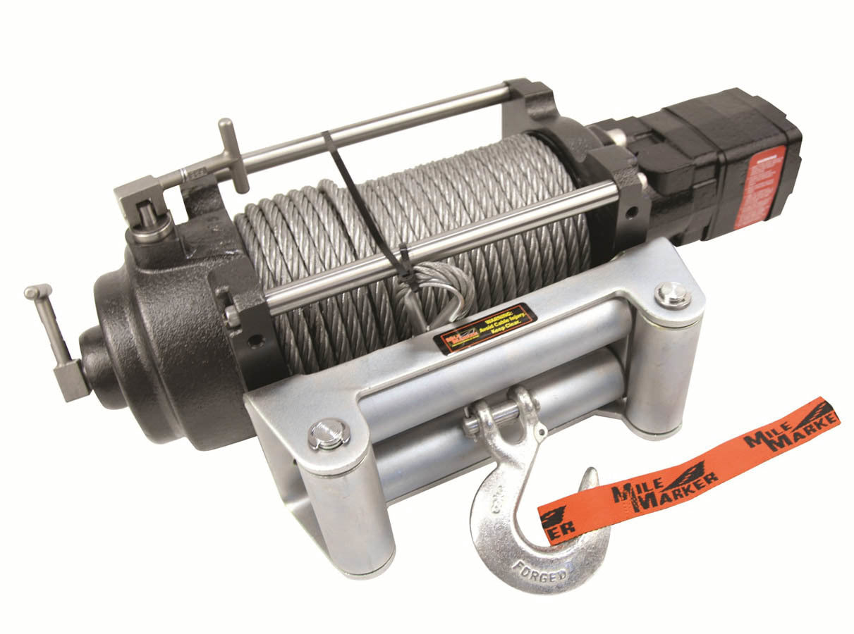 Mile Marker Winch - H12000 - 12000 Lb Capacity - Roller Fairlead - Control Pendant Required - 3/8 in X 100 Ft Steel Rope - Hydraulic - kit 70-52000C