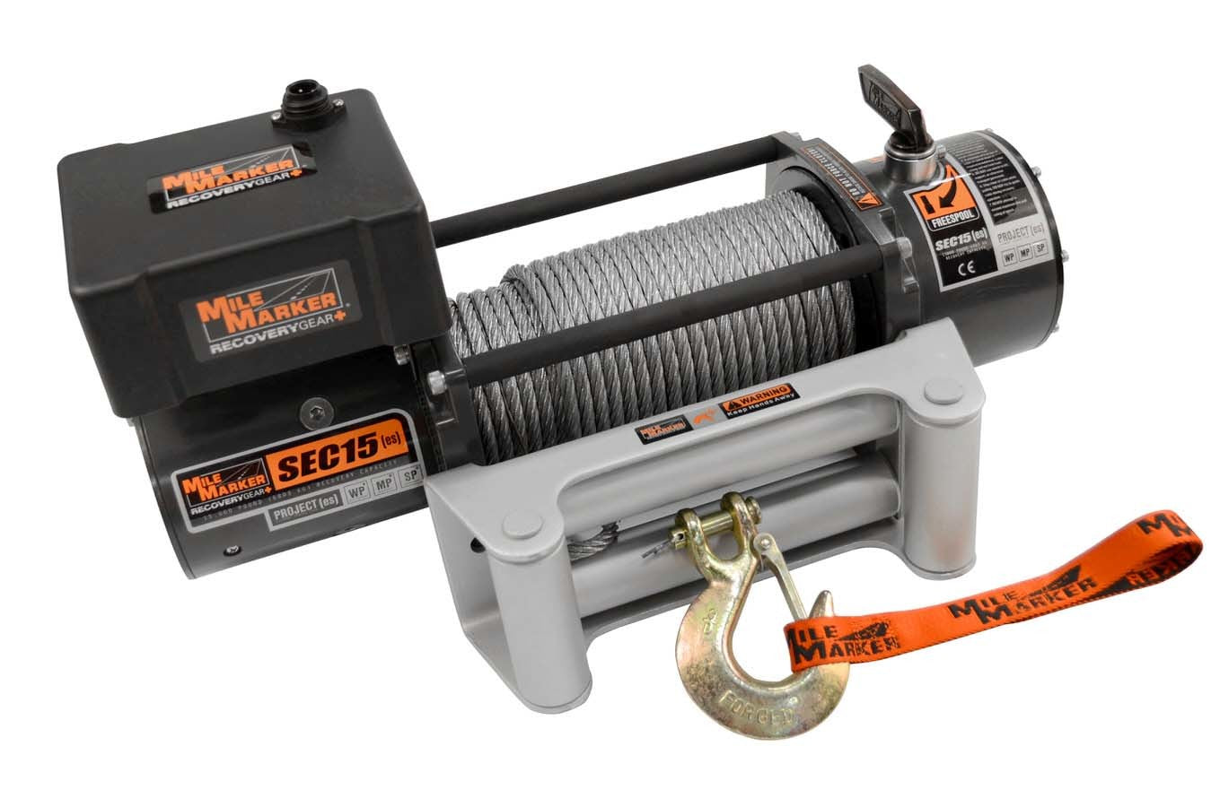 Mile Marker Winch - Sec15 - 15000 Lb Capacity - Roller Fairlead - 12 Ft Remote - 25/64 in X 79 Ft Steel Rope - 12V - kit 76-50260W