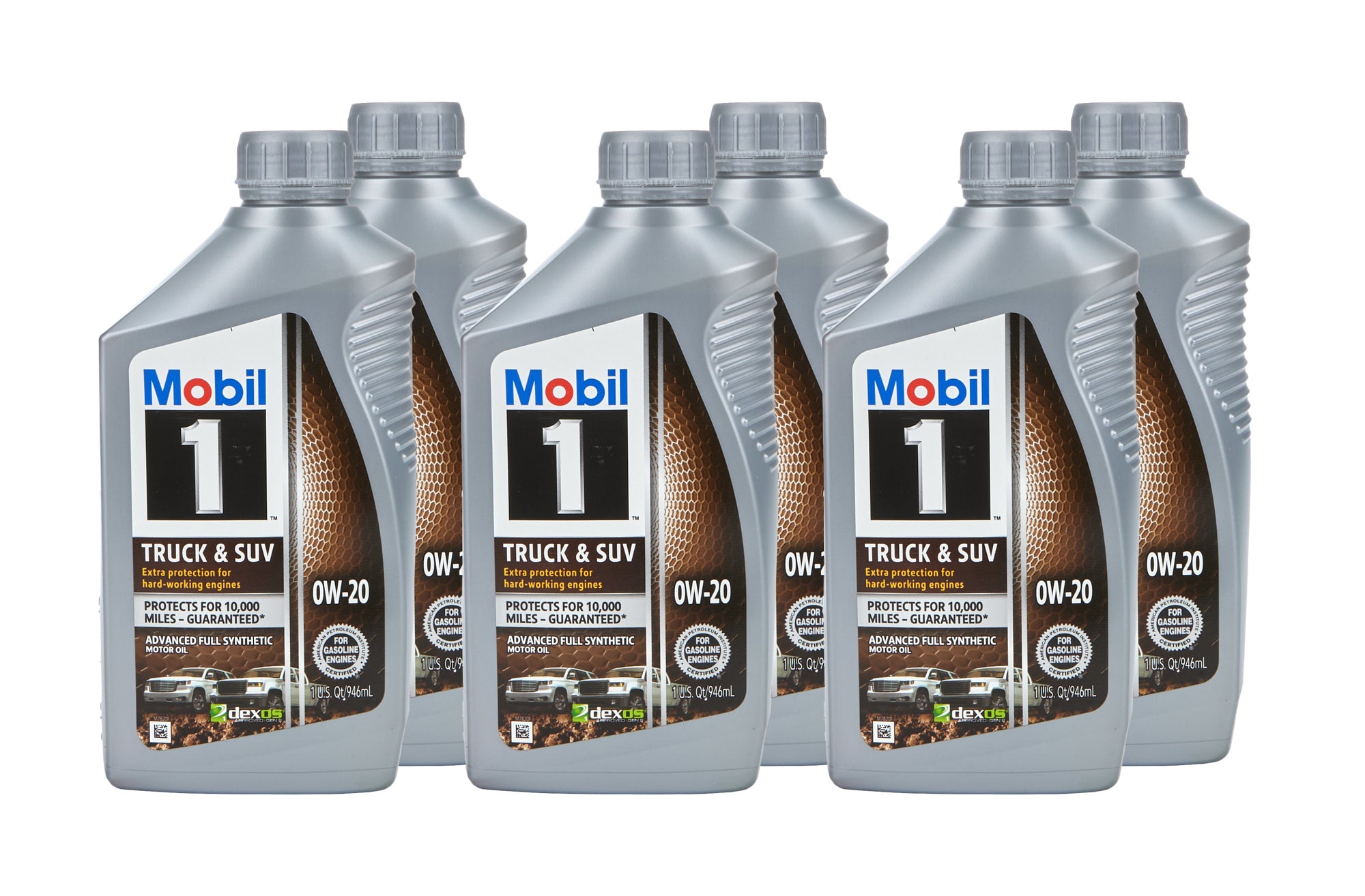 Mobil 1 Motor Oil - Truck and SUV - 0W20 - Synthetic - 1 Qt Bottle - set of 6 124592