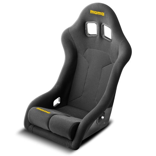 MOMO Tuning & Safety Seat - Super Cup - Side Bolsters - Harness Openings - Fiberglass Composite - Fabric - Black - each 1071BLK
