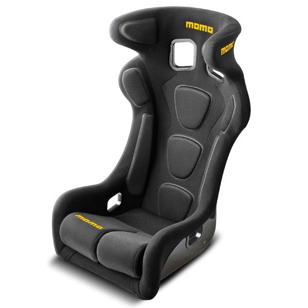 MOMO Tuning & Safety Seat - Daytona EVO XL - Side Bolsters - Harness Openings - Fiberglass Composite - Fabric - Black - each 1076BLK