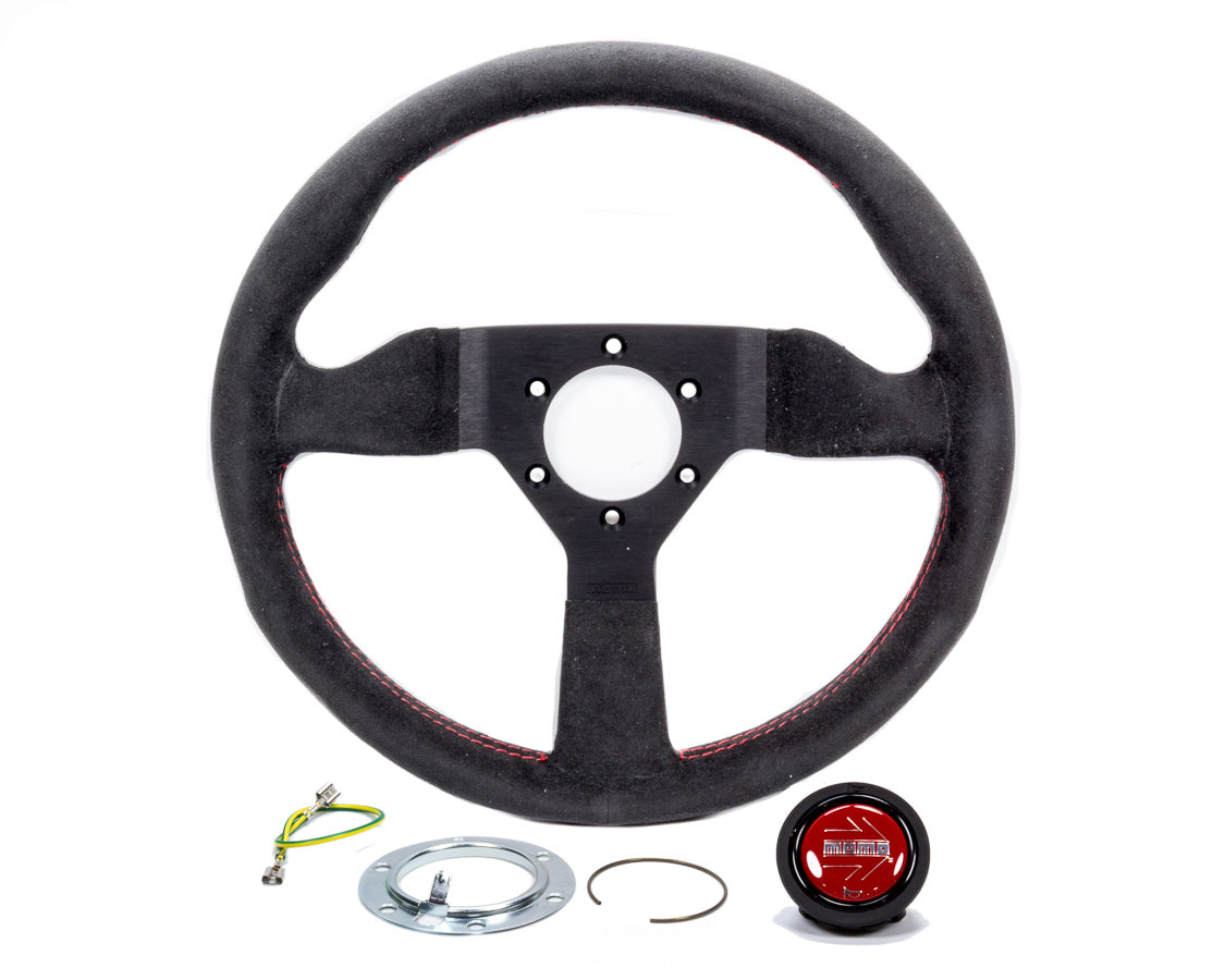 MOMO Tuning & Safety Steering Wheel - Montecarlo Alcantara - 320 Mm Diameter - 40 Mm Dish - 3 - Spoke - Black Alcantara Grip - Aluminum - Bl MCL32AL3B