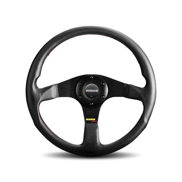 MOMO Tuning & Safety Steering Wheel - Tuner - 350 Mm Diameter - 37 Mm Dish - 3 - Spoke - Black Leather Grip - Aluminum - Black Anodized - ea TUN35BK0B