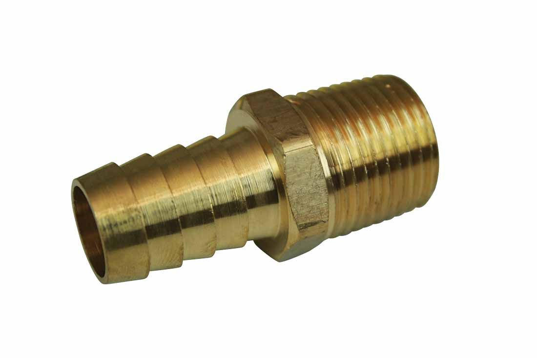 Moroso 22735 Straight Adapter Fitting, 1/2 in NPT Male to 5/8 in Hose Barb, Brass