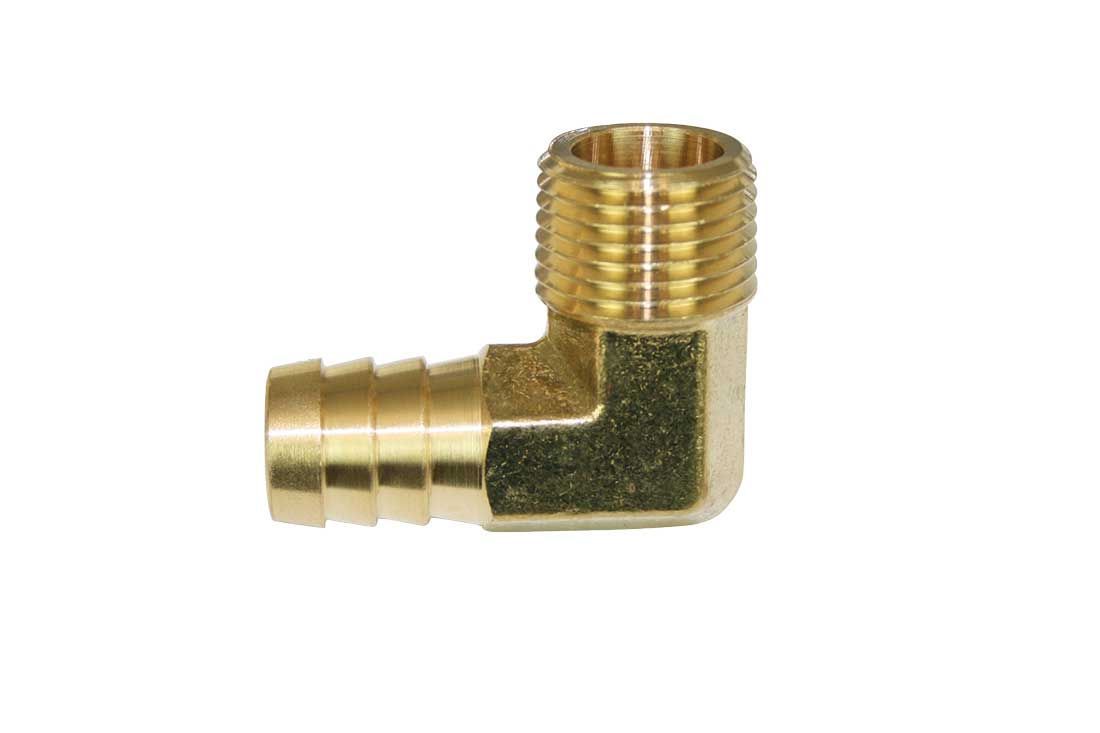 Moroso 22736 90-Degree Brass Adapter Fitting, 1/2 in NPT Male to 5/8 in Hose Barb