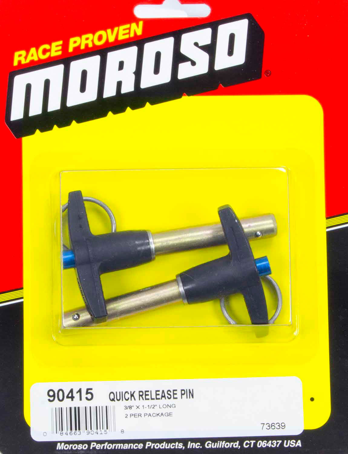 Moroso 90415 Quick Release Pins, 3/8-Inch Diameter x 1-1/2-Inch Long, T-Handled, Pair