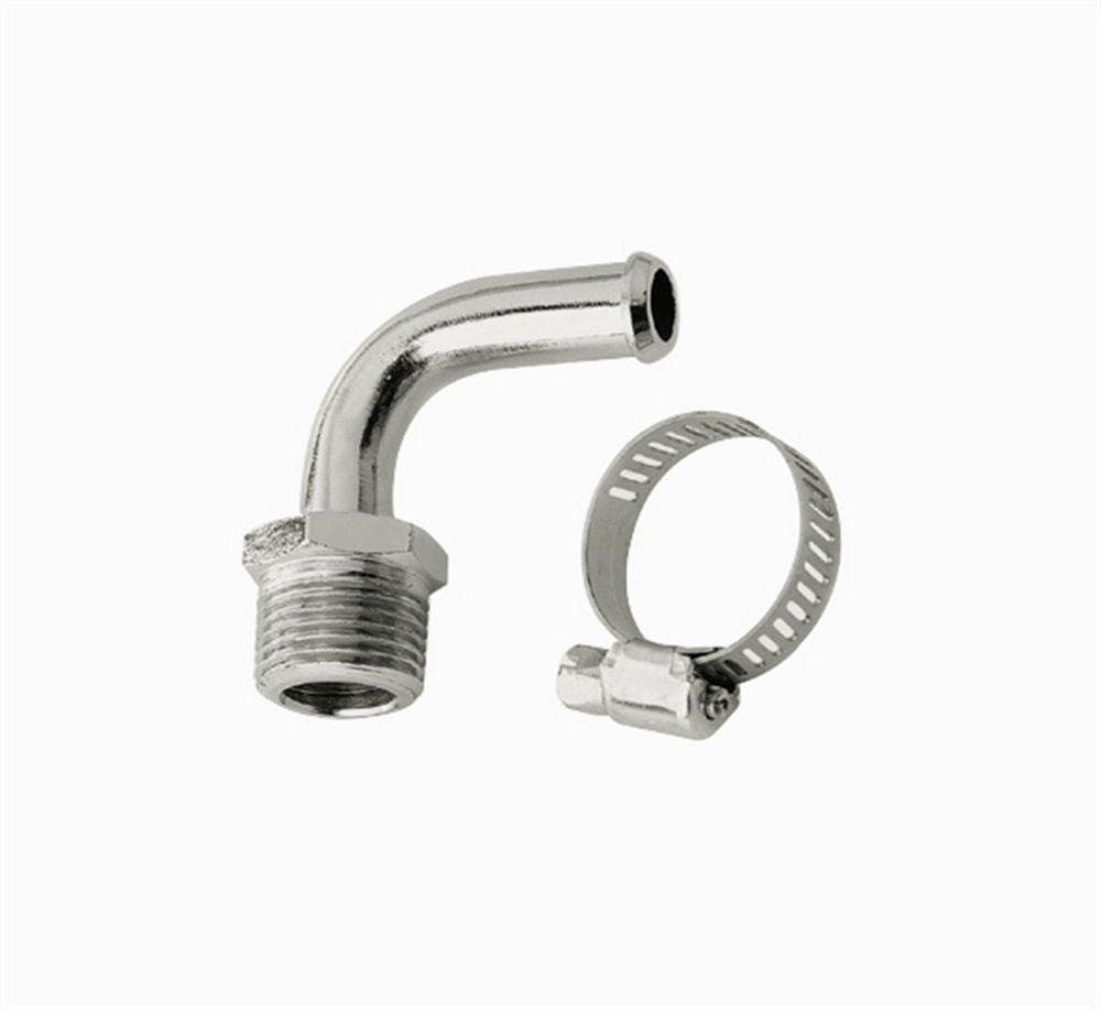 Mr Gasket Mr. Gasket Fuel Line Fitting - 3/8 Inch NPT To 3/8 Inch Hose Barb - 90° - Chrome 2970G - Bczg_2970g