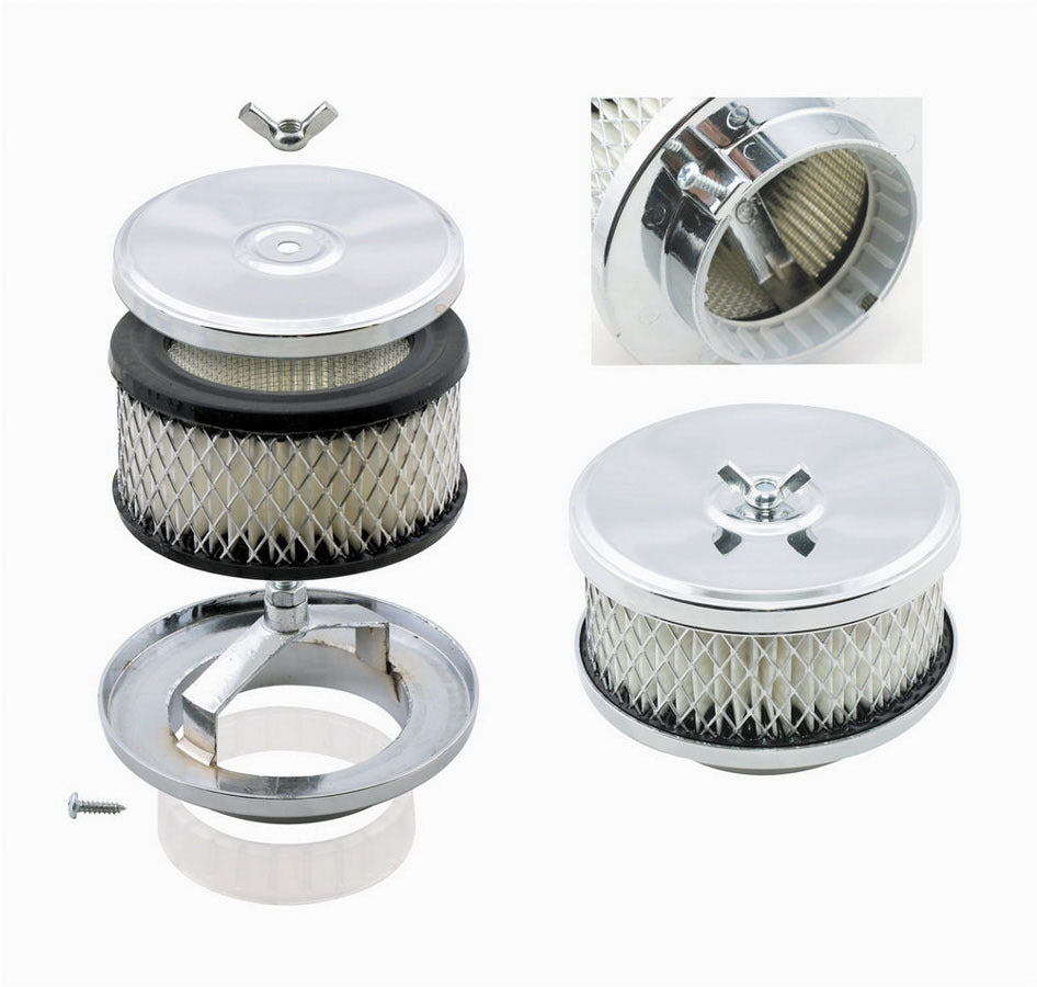 Mr Gasket Mr. Gasket Air Cleaner - Deep Dish - 4 Inch x 2 Inch - Chrome 4354 product image 5