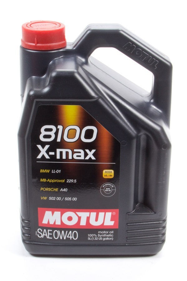 MOTUL USA 8100 X-Max 0W-40 Full Synthetic Motor Oil, Part Number MTL104533, 5-Liter Jug