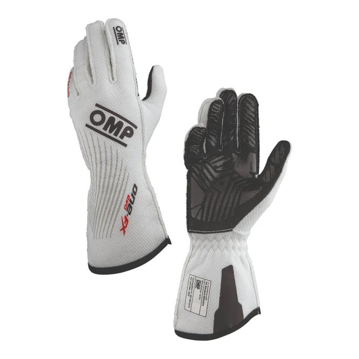 OMP Racing INC IB0-0773-C01-020-L ONE EVO FX GLOVES My2026 FIA 8856-2018 WHITE Sz.