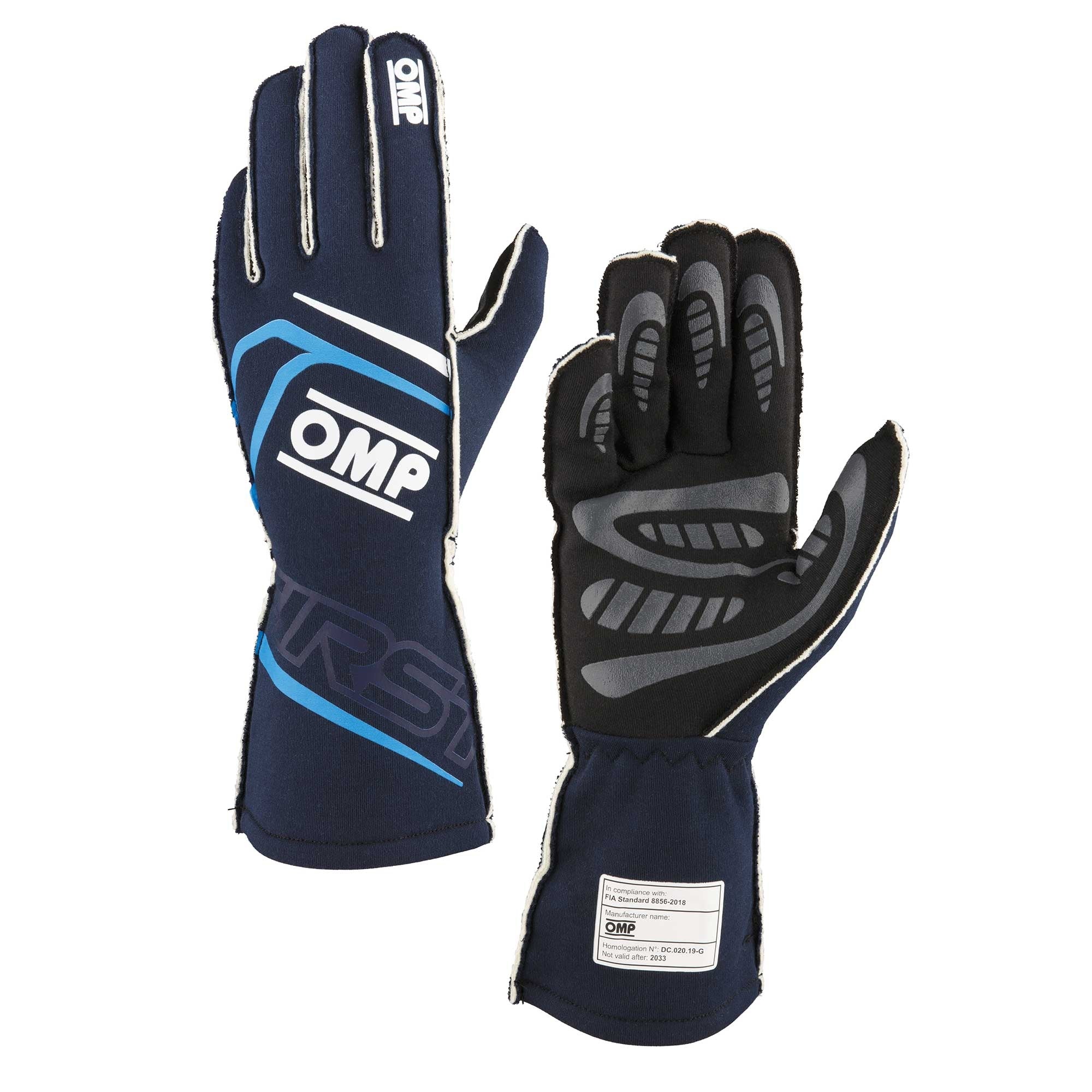 OMP Racing INC IB0-0776-B01-244-M FIRST GLOVES FIA 8856-20 18 MY2025 NAVY BLUE CY