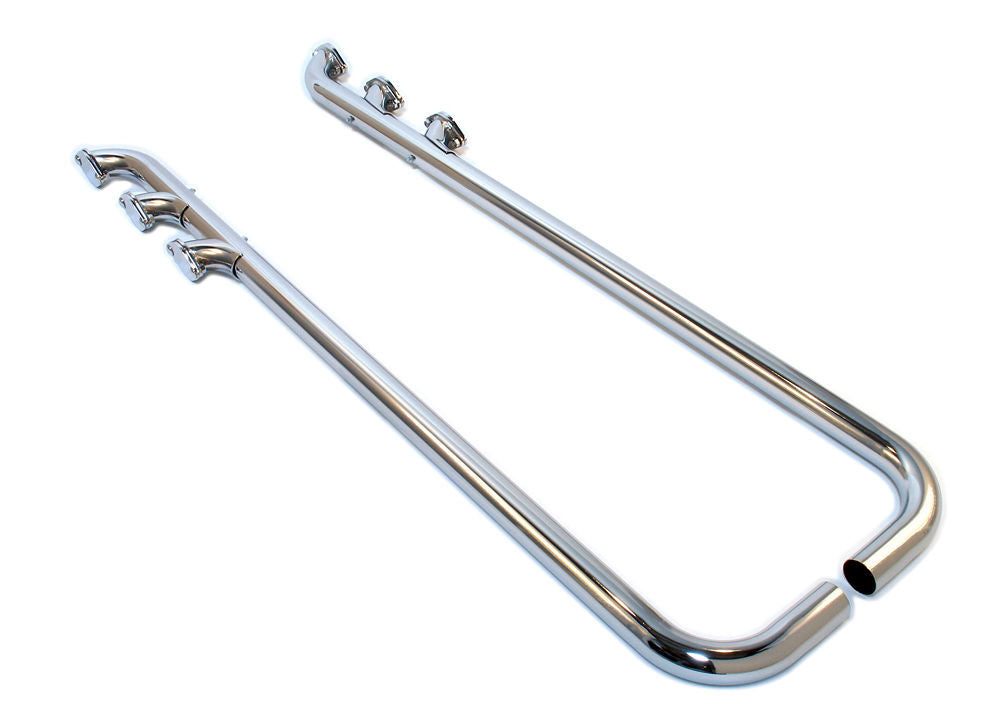 Patriot Exhaust H1284 Triple Low Line Lake Pipes, 80-Inch, 2-Inch Inlet and Outlet, Chrome Steel, Pair