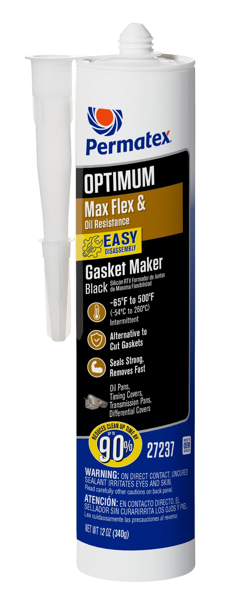 Permatex Sealant - Max Flex and Oil Resistance - Black RTV - Silicone - 12 oz Cartridge 27237