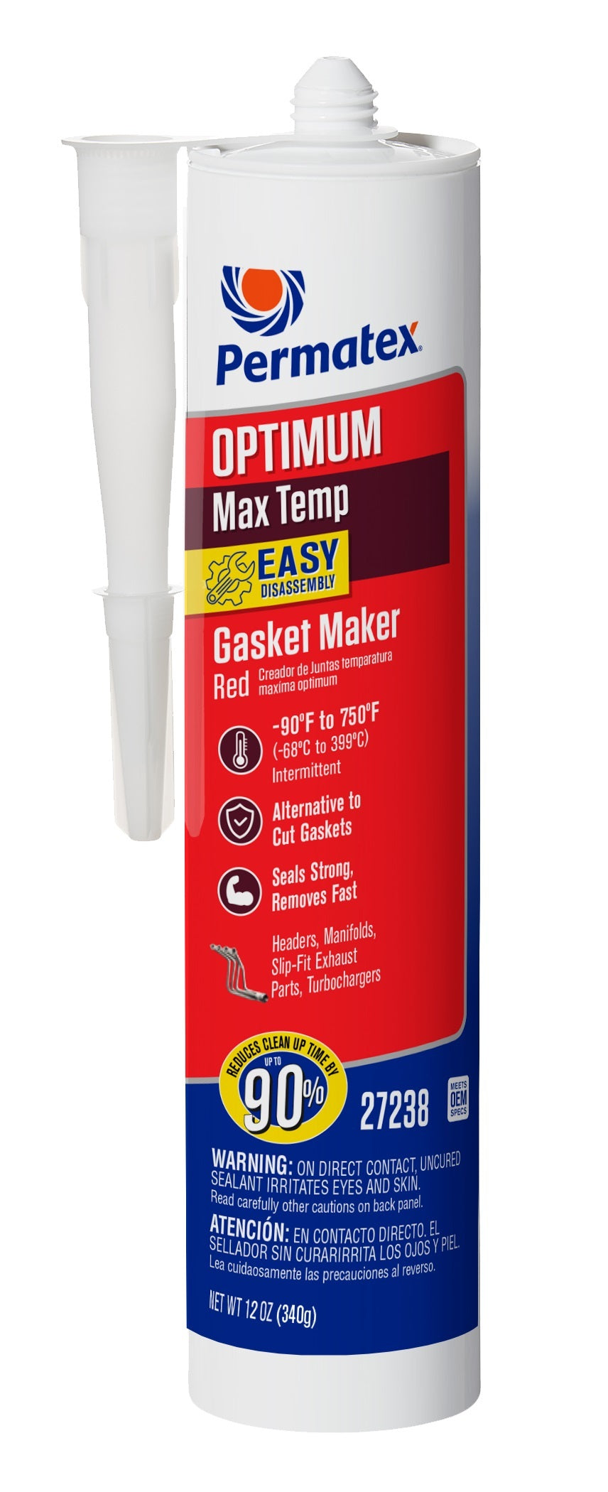 Permatex Sealant - Optimum Max Temp - Red RTV - Silicone - 12 oz Cartridge 27238