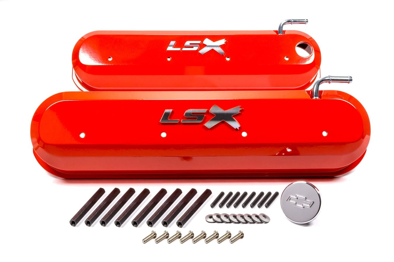 PROFORM 141-257 GM LS-Series Slant-Edge Tall Baffled Valve Covers with Breather Holes, Orange