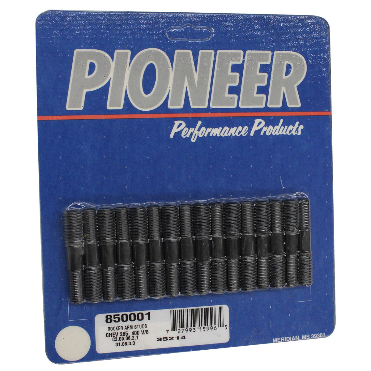 Pioneer Rocker Arm Stud - 7/16-14 in Base Thread - 3/8-24 in Top Thread - 1.470 in Effective Stud Length - Steel - Small Block Chevy - Set of 16 850001