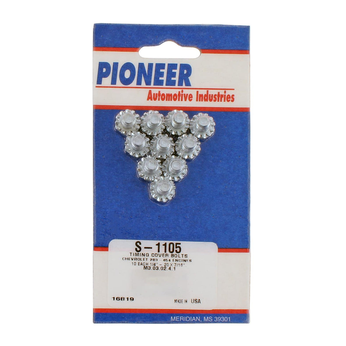 Pioneer Timing Cover Bolt Kit - Hex Head - Steel - Natural - Small Block Chevy - Set of 10 S-1105