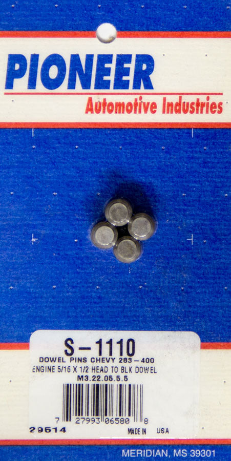 Pioneer Cylinder Head Dowels - Steel - Natural - Small Block Chevy - Set of 4 S-1110