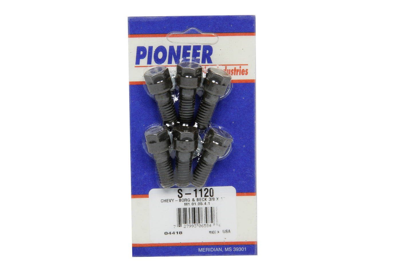 Pioneer Pressure Plate Bolt Kit - 3/8-16 in Thread - 1.000 in long - Hex Head - Steel - Black Oxide - Universal - Set of 6 S-1120