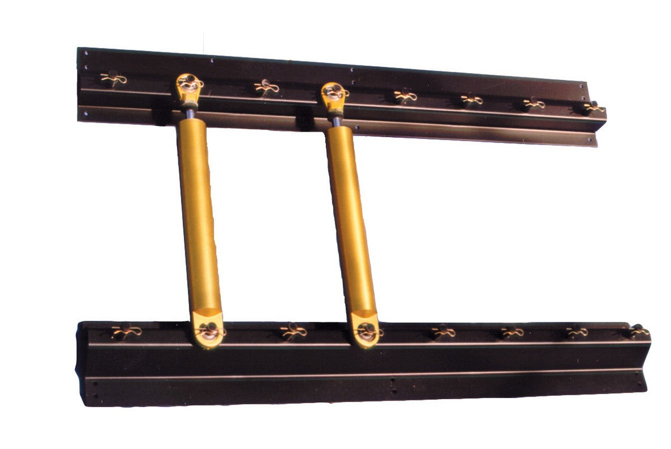 Pit Pal Shock Rack - Wall Mount - 2-Piece - 33 in Long - 4.625 in Tall - 3 in Wide - 8 Shock Capacity - Steel - Black Powder Coat PAL136