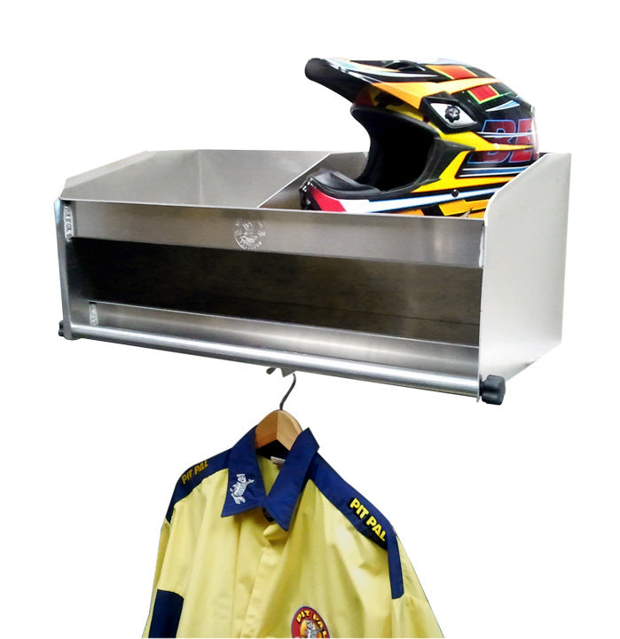 Pit Pal Helmet Shelf - 2 Bay - 28.5 in Long - 12 in Tall - 15 in Deep - Front Tube - Aluminum - Natural PAL331D