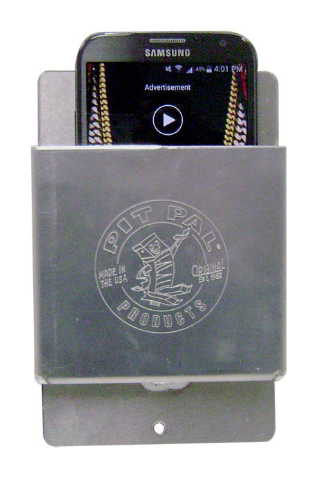 Pit Pal Cell Phone Holder - Wall Mount - 4.25 x 0.75 x 6.75 in - Aluminum - Natural PAL555