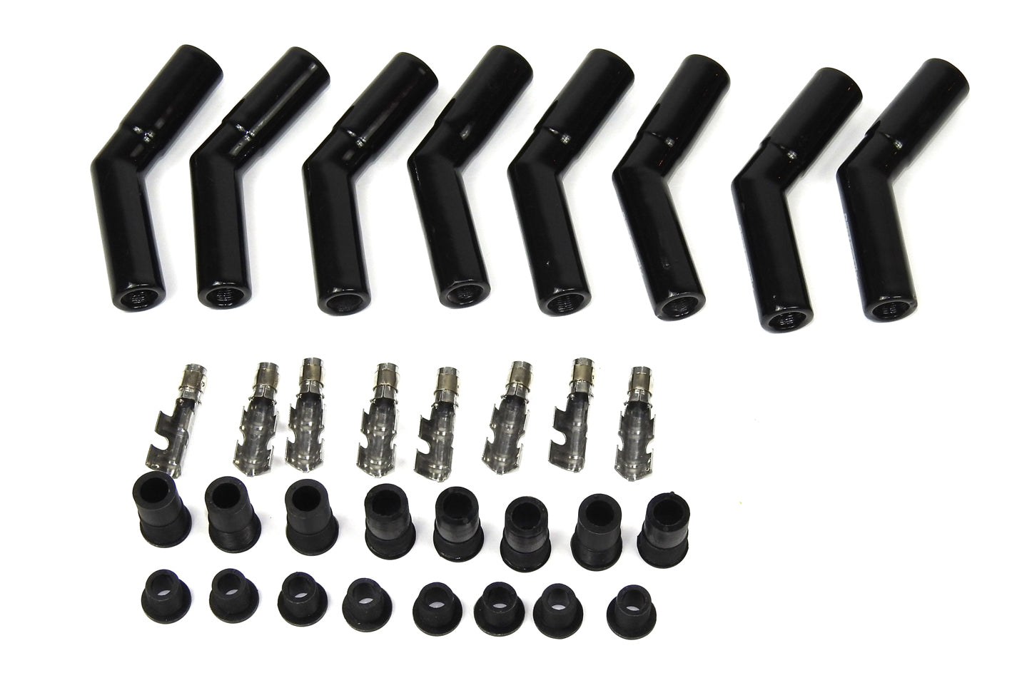 PerTronix Ignition 8563HT-8 Ceramic Spark Plug Boot Kit, 45-Degree, 8 mm, Black, Set of 8
