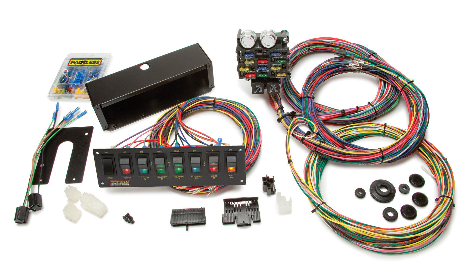 Painless Wiring 50003 Pro Street 21-Circuit Universal Wiring Harness Kit with Switch Panel