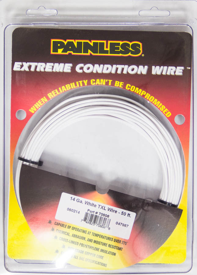 Painless Wiring 14 Gauge White Txl Wire 50 Ft. 70806 product image