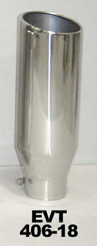 Pypes Performance Exhaust EVT406-18 Monster Clamp-On Exhaust Tip, 4-Inch Inlet, 6-Inch Round Outlet, 18-Inch Length