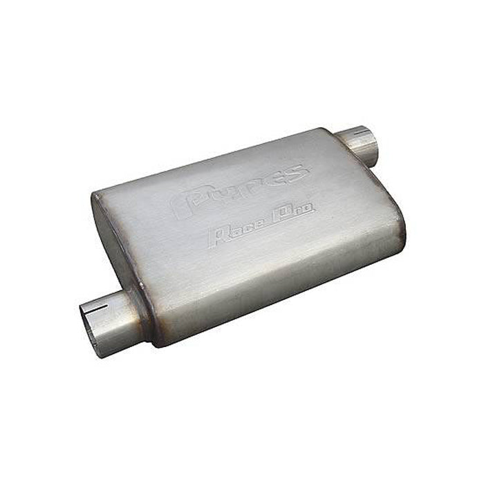 Pypes Performance Exhaust Race Pro Muffler MVR16, 3-Inch Offset Inlet and Outlet