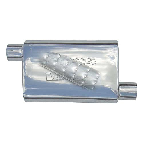 Pypes Performance Exhaust Violator Muffler MVV16, 3-Inch Offset Inlet and Outlet, Stainless Steel