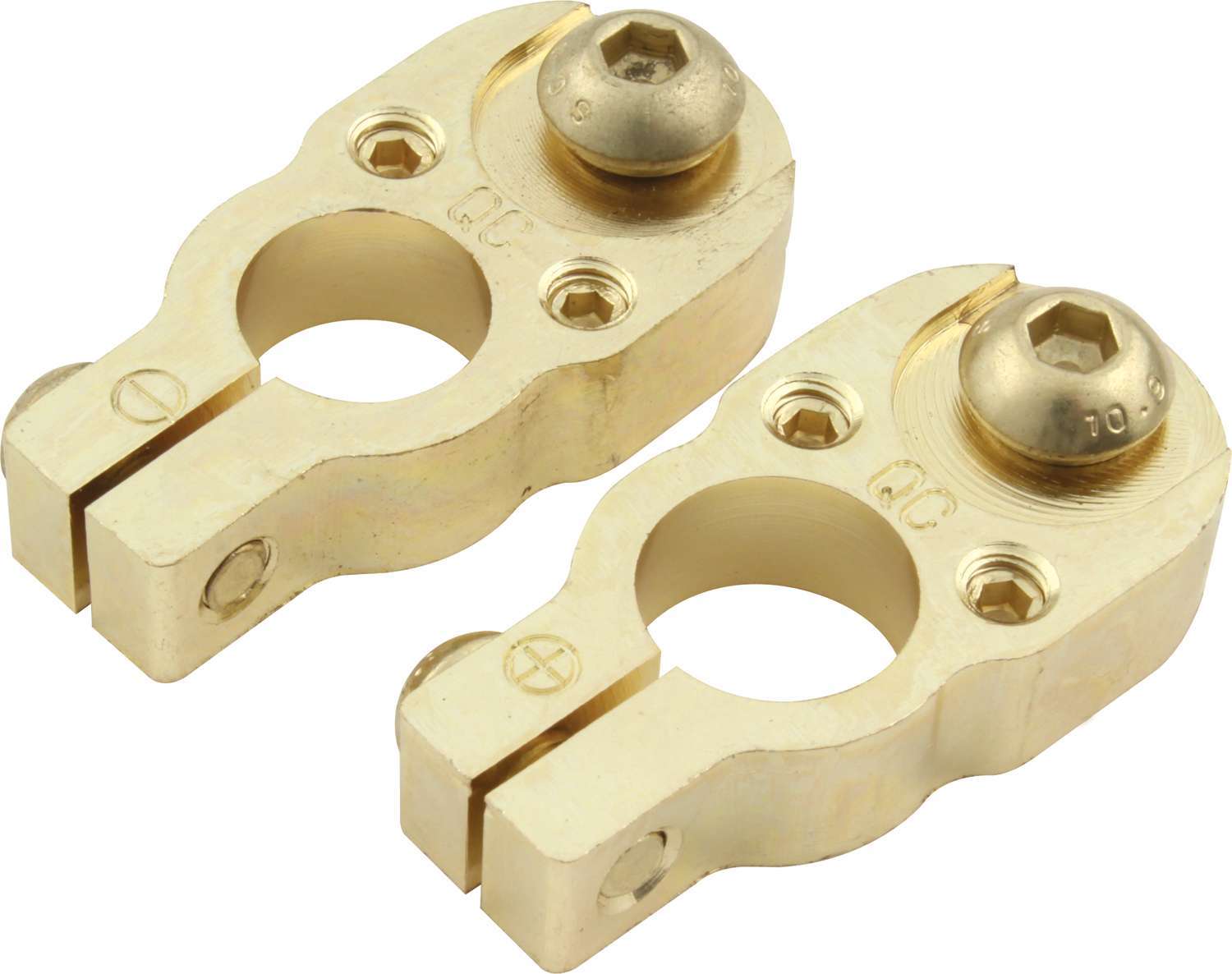 QuickCar Racing Products 57-620 Top Post Bolt-On Brass Battery Terminals, Gold, Pair