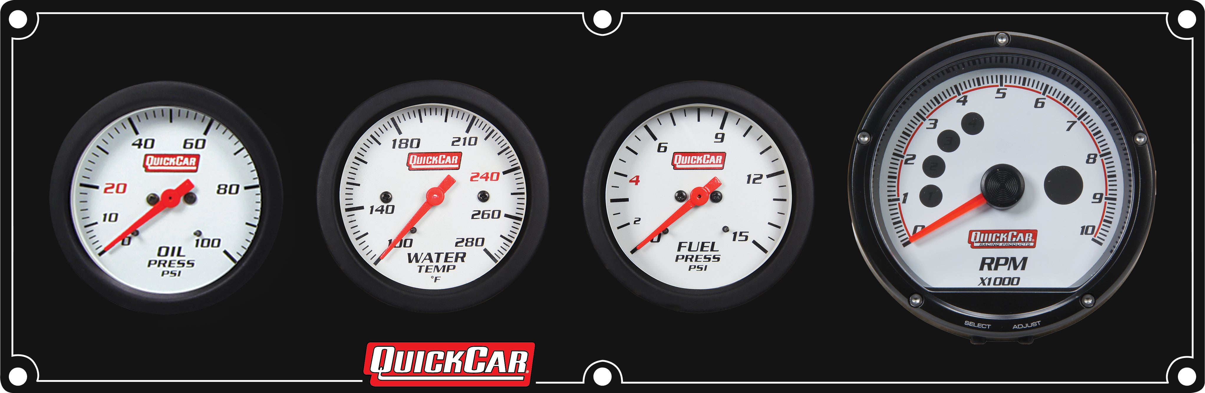 QuickCar Racing Products 61-7342 Extreme Gauge Panel Assembly with Tachometer, Oil Pressure, Water Temperature and Fuel Pressure