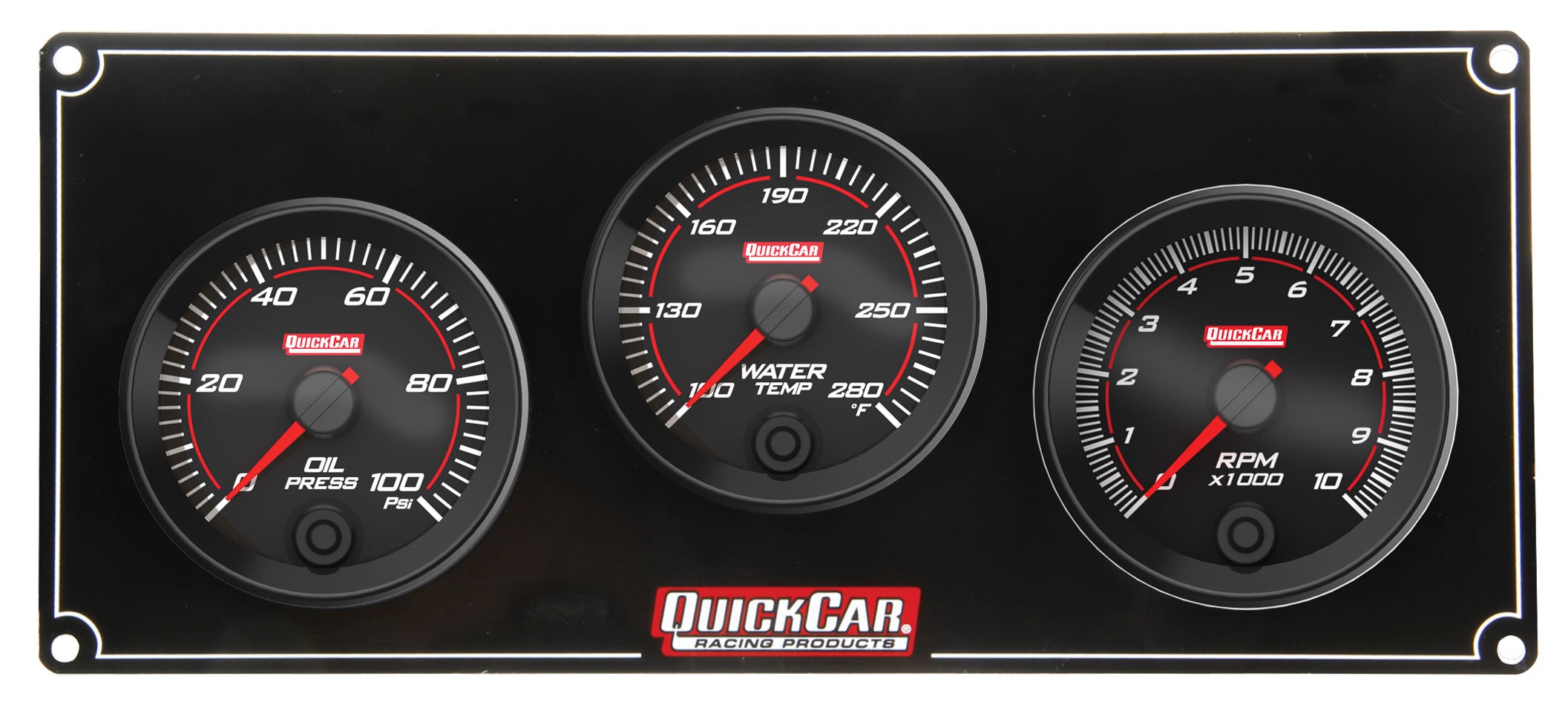 QuickCar Racing Products Redline Gauge Panel Assembly 69-2231 with Oil Pressure, Water Temperature and Recall Tachometer