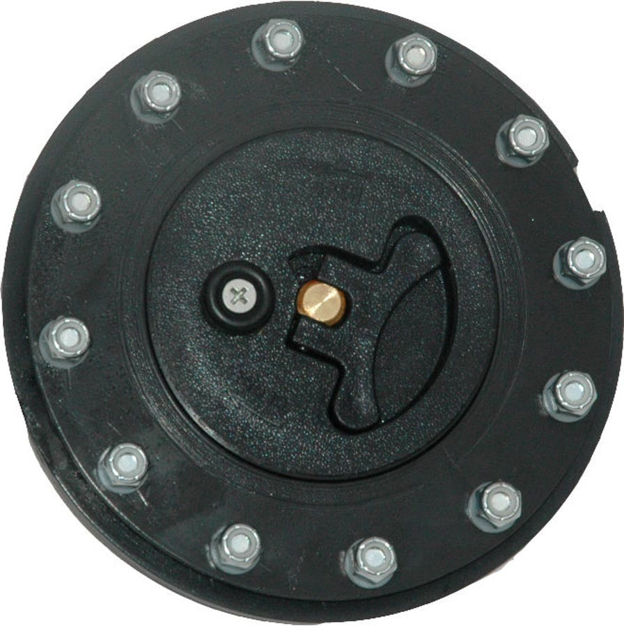 RCI 7030A Fuel Cell Filler Cap Assembly, Black Plastic, 12-Bolt Flat Mount