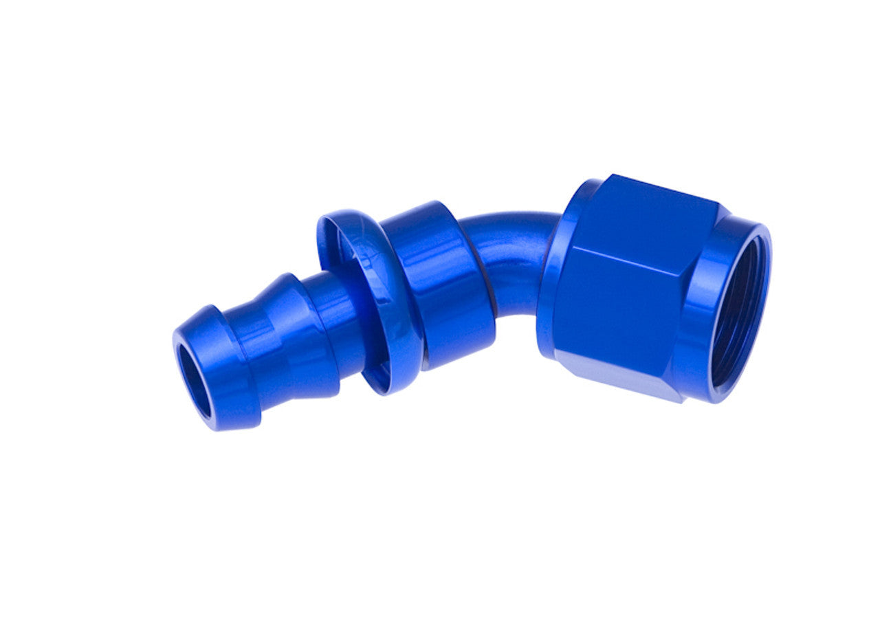 REDHORSE PERFORMANCE 2045-10-1 10 AN Push-Lock Hose End, 45-Degree, Blue