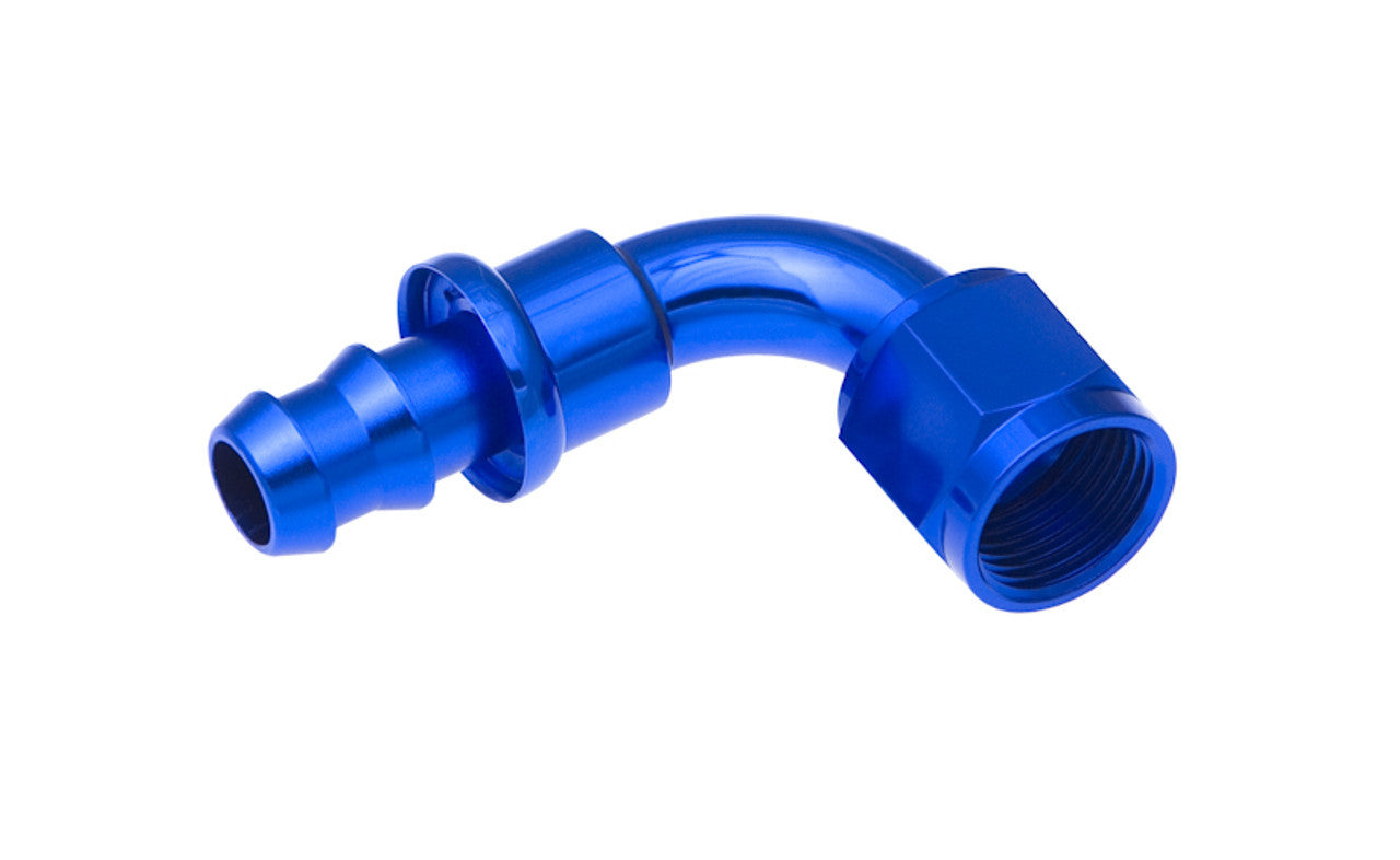 Redhorse Performance 2090-04-1 4 AN Push-Lock Hose End, Blue 90-Degree