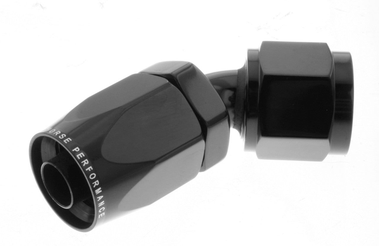 REDHORSE PERFORMANCE 6045-12-2 12 AN 45-Degree Female Aluminum Hose End, Black Anodized