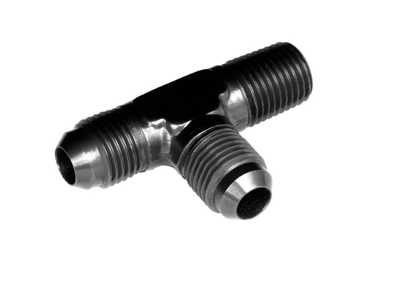 REDHORSE PERFORMANCE 826-06-04-2 6 AN Male Tee Adapter with 1/4 in NPT Male Port, Black