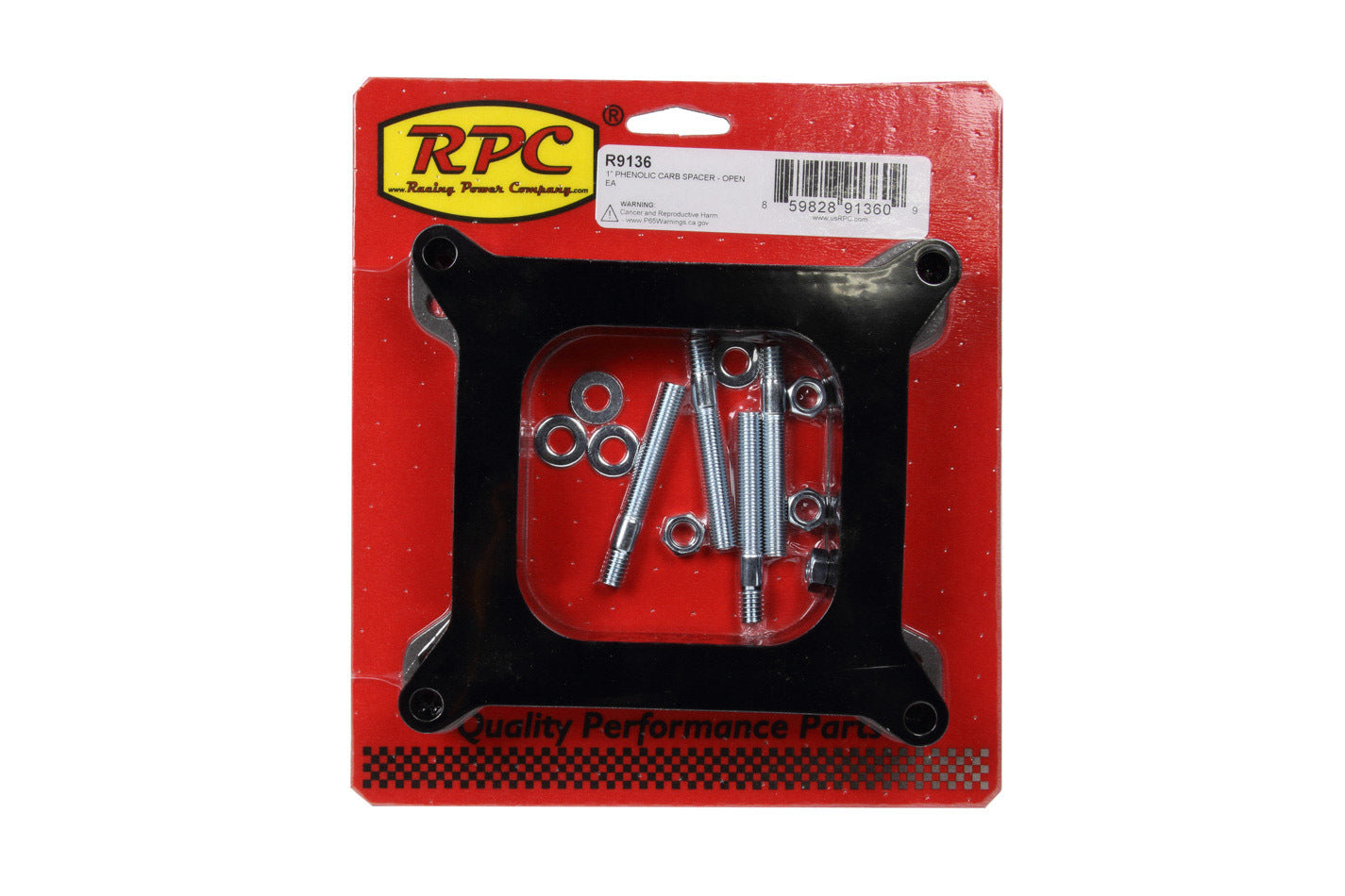 RACING POWER CO-PACKAGED R9136 1-Inch Phenolic Carburetor Spacer