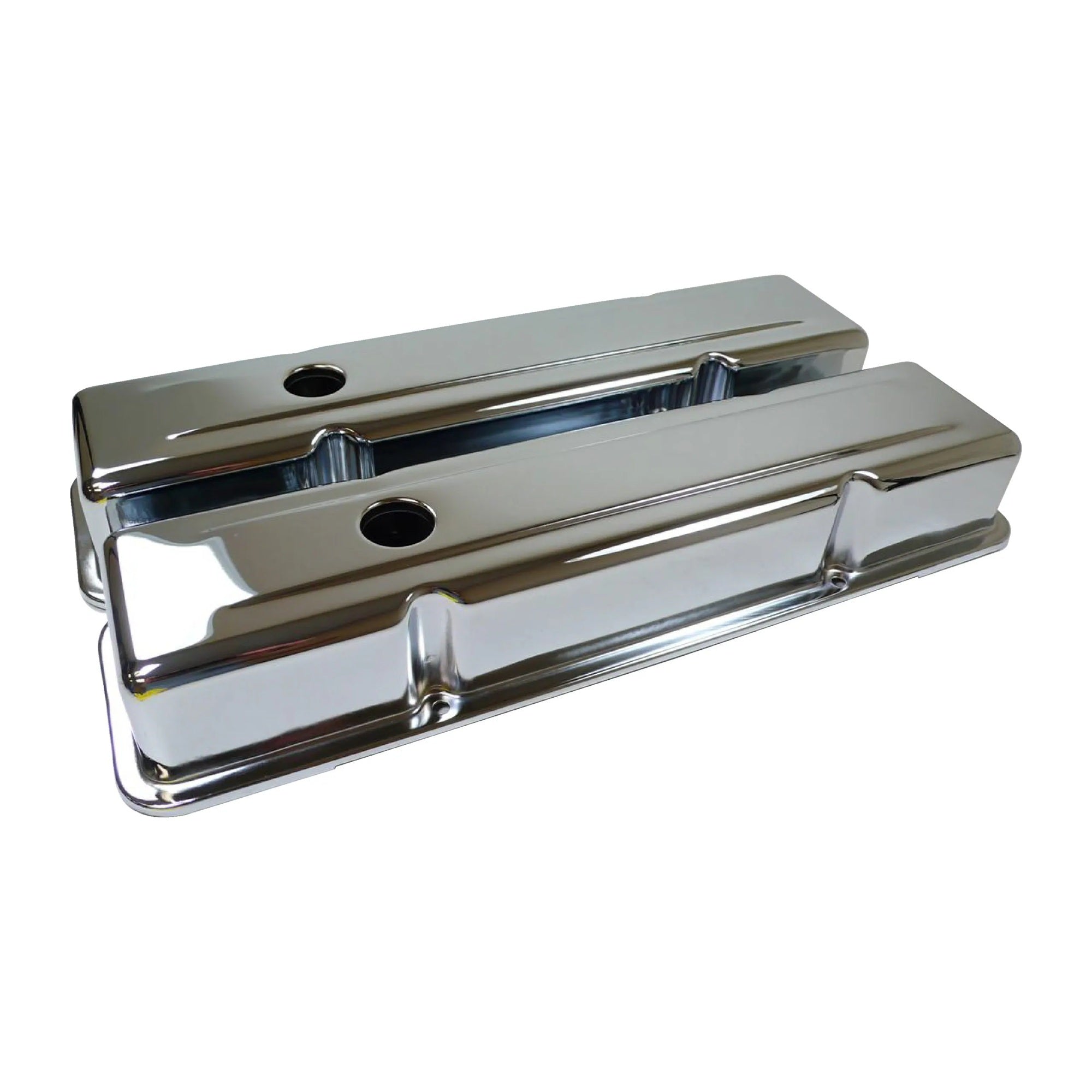 Racing Power Co-Packaged R9216 Small Block Chevy Short Chrome Valve Cover Pair