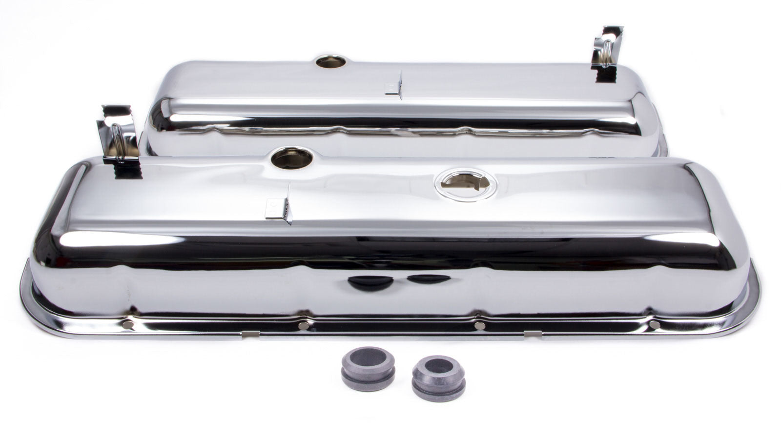 RACING POWER CO-PACKAGED R9503 Chrome Steel Short Valve Covers for Big Block Chevy
