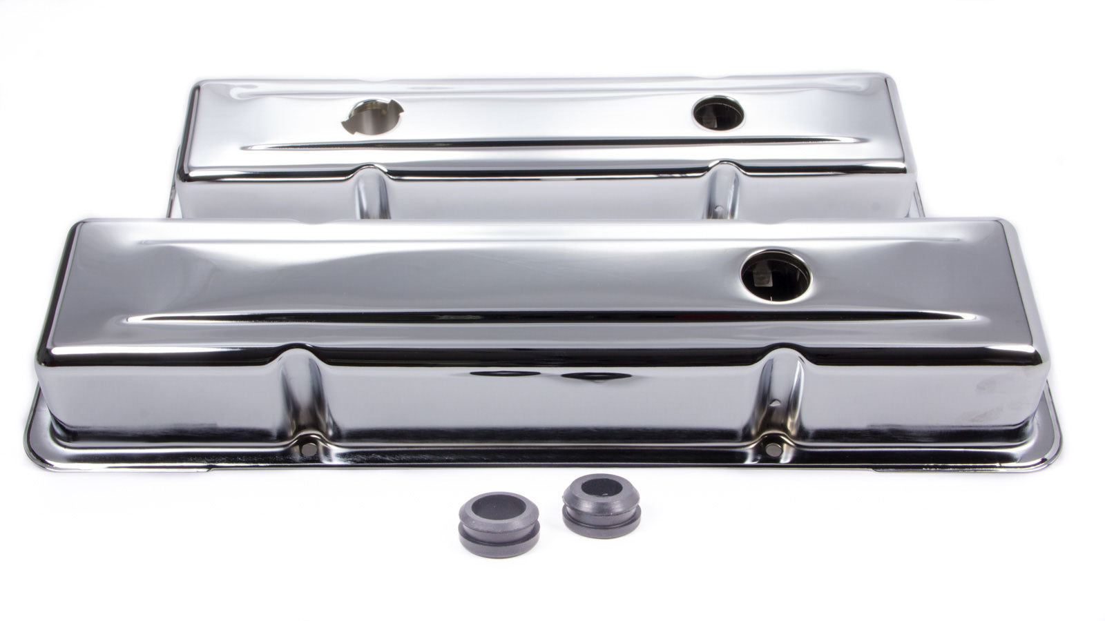 RACING POWER CO-PACKAGED R9518 Chrome Steel Short Valve Covers for Small Block Chevy